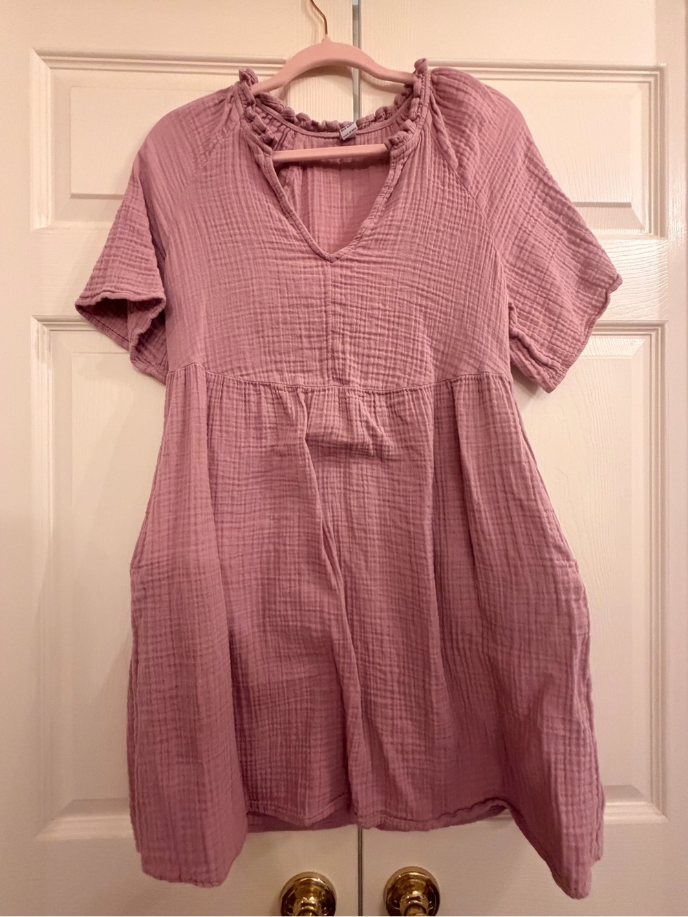 Old Navy Mauve Pink Textured Babydoll Dress